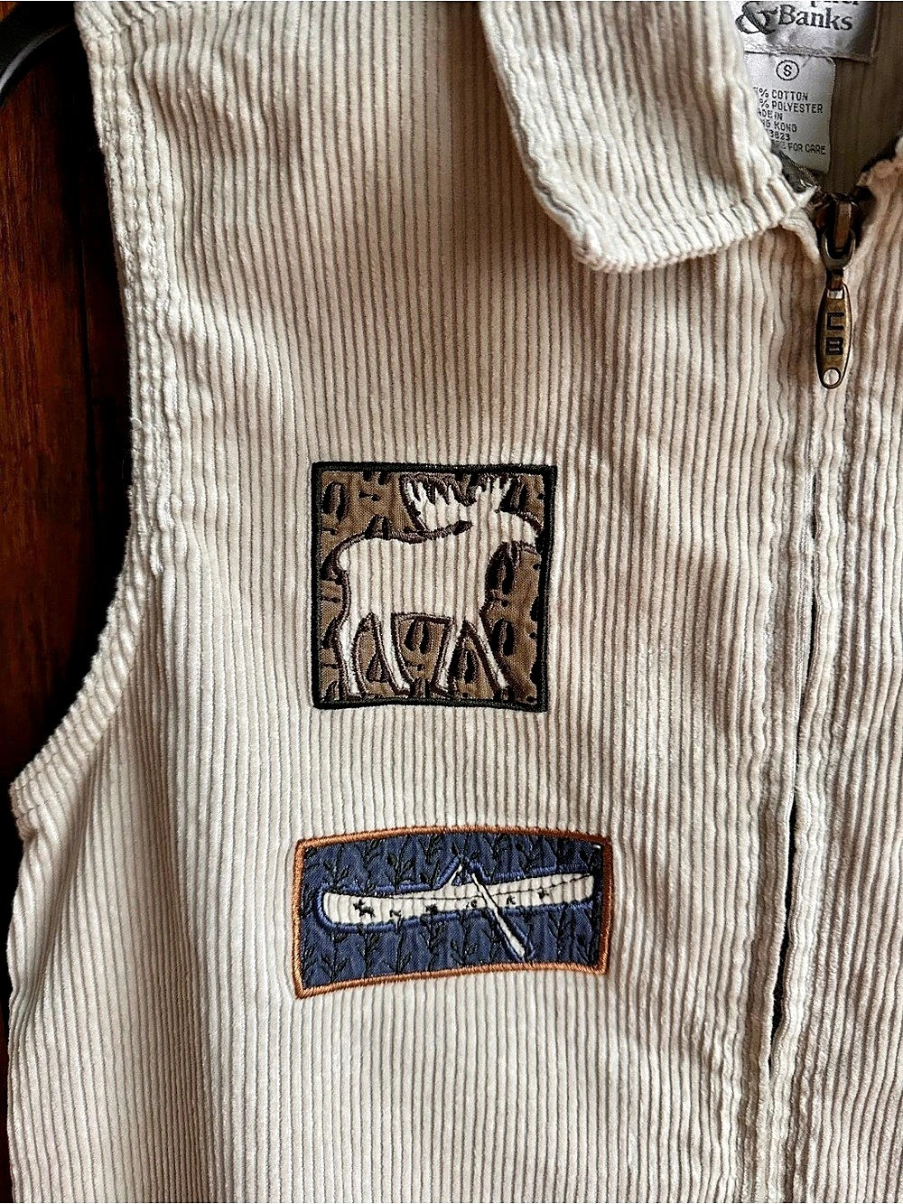 Christopher & Banks Corduroy Patch Vest in Cream Like New - Picture 5 of 5